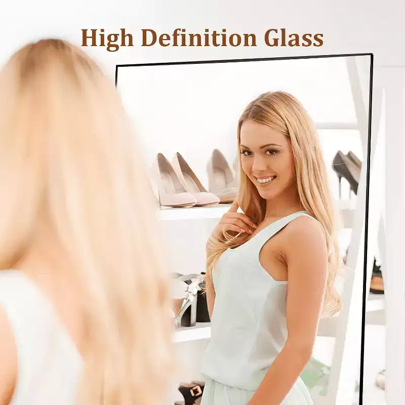 71x31 Full Length Mirror, Extra Large Rectangle Floor or Wall Mirror, Thin Aluminum Frame, HD Explosion-Resistant Glass, Black