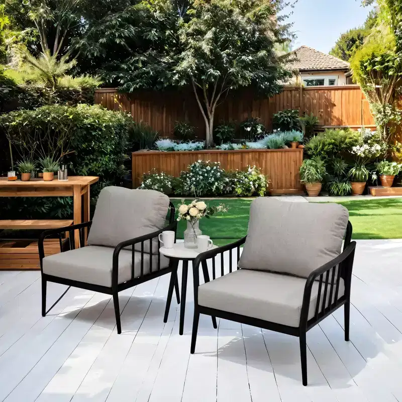 Christopher Knight Home Kerwin Outdoor 3pcs Aluminum and Sunbrella Fabric Conversation Set with Round Sintered Stone Table