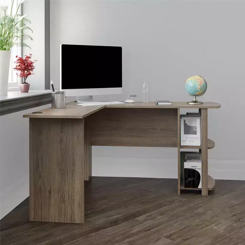 Dakota L-Shaped Desk with Bookshelves