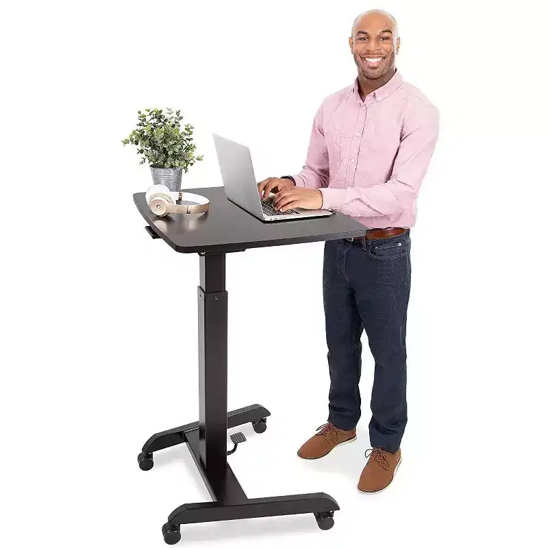 Cruizer 360 Tilting Mobile Podium with Pneumatic Height Adjustments Black Stand Steady