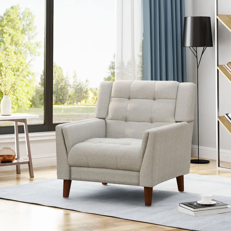 Upholstered Armchair with Tufted Back