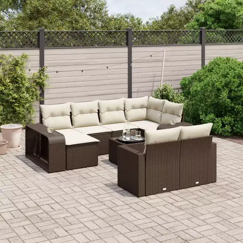 vidaXL Garden Sofa Set Black Poly Rattan Large Water-resistant materials