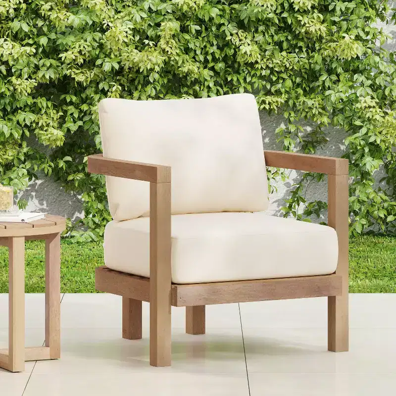 TUYOHW Boho Style Patio Accent Chairs,Set of 1/2,Outdoor Acacia Conversation seat for Porch,Garden & Backyard,400lbs Capacity