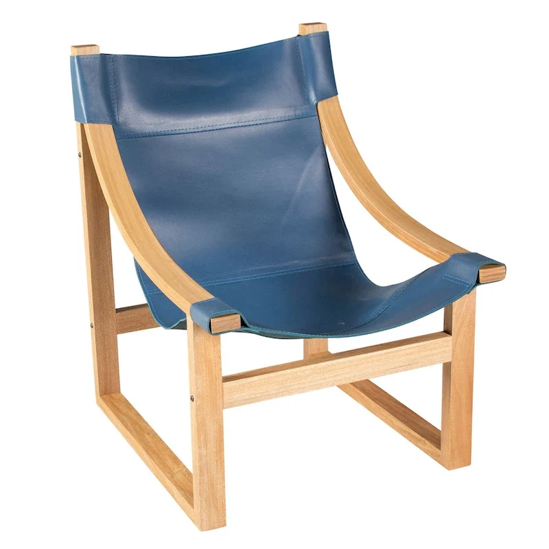 Steve Silver Logan Top Grain Leather and Solid Wood Sling Accent Chair