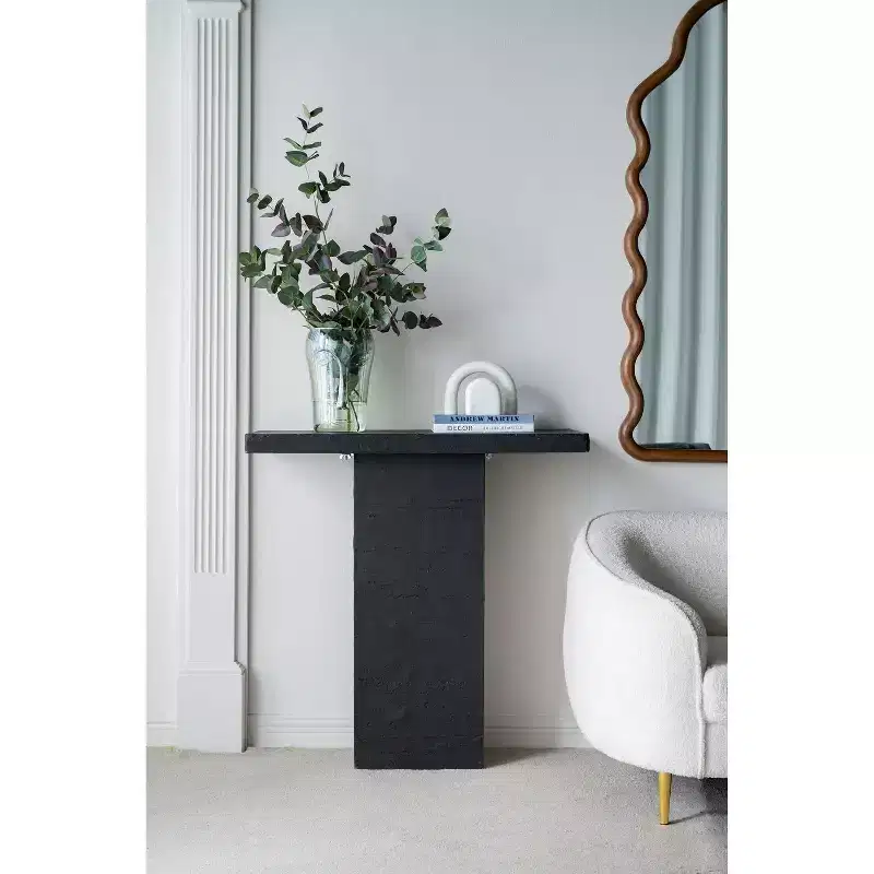 Black Rectangular Coffee Table with Pedestal Base 35.5x14x35.5