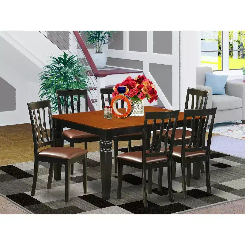 HomeStock Weston 5 Piece Kitchen Table Set Black Linen Fabric Chairs