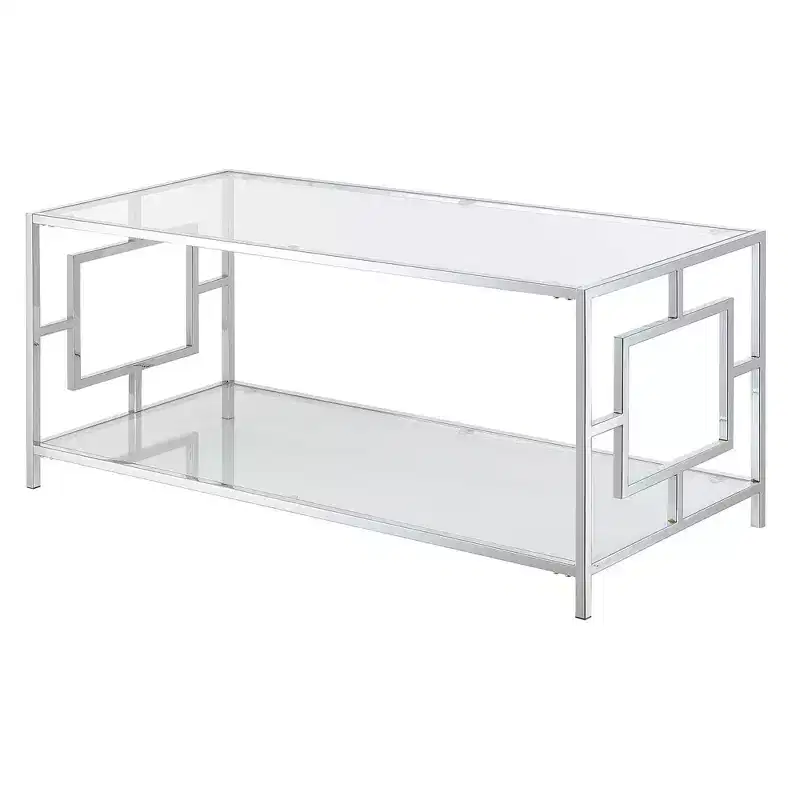 Town Square Chrome Coffee Table with Shelf - Breighton Home