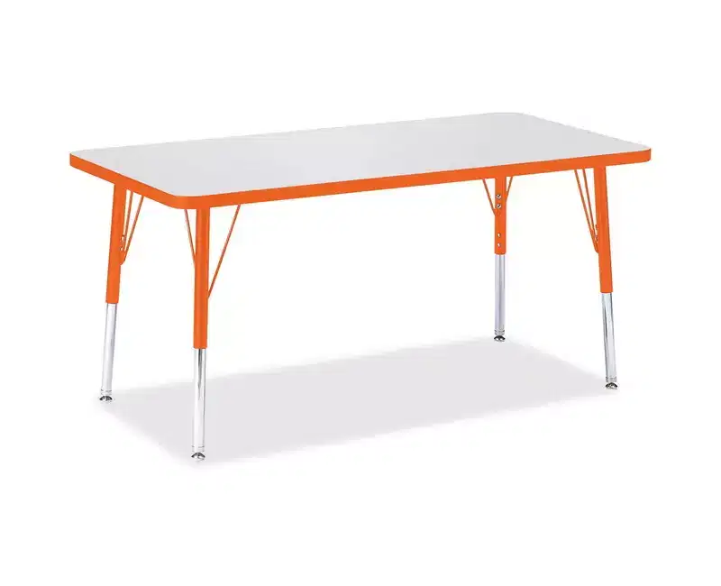 Elementary Height Color Edge Rectangle Activity Table 24 x 48 in, Orange