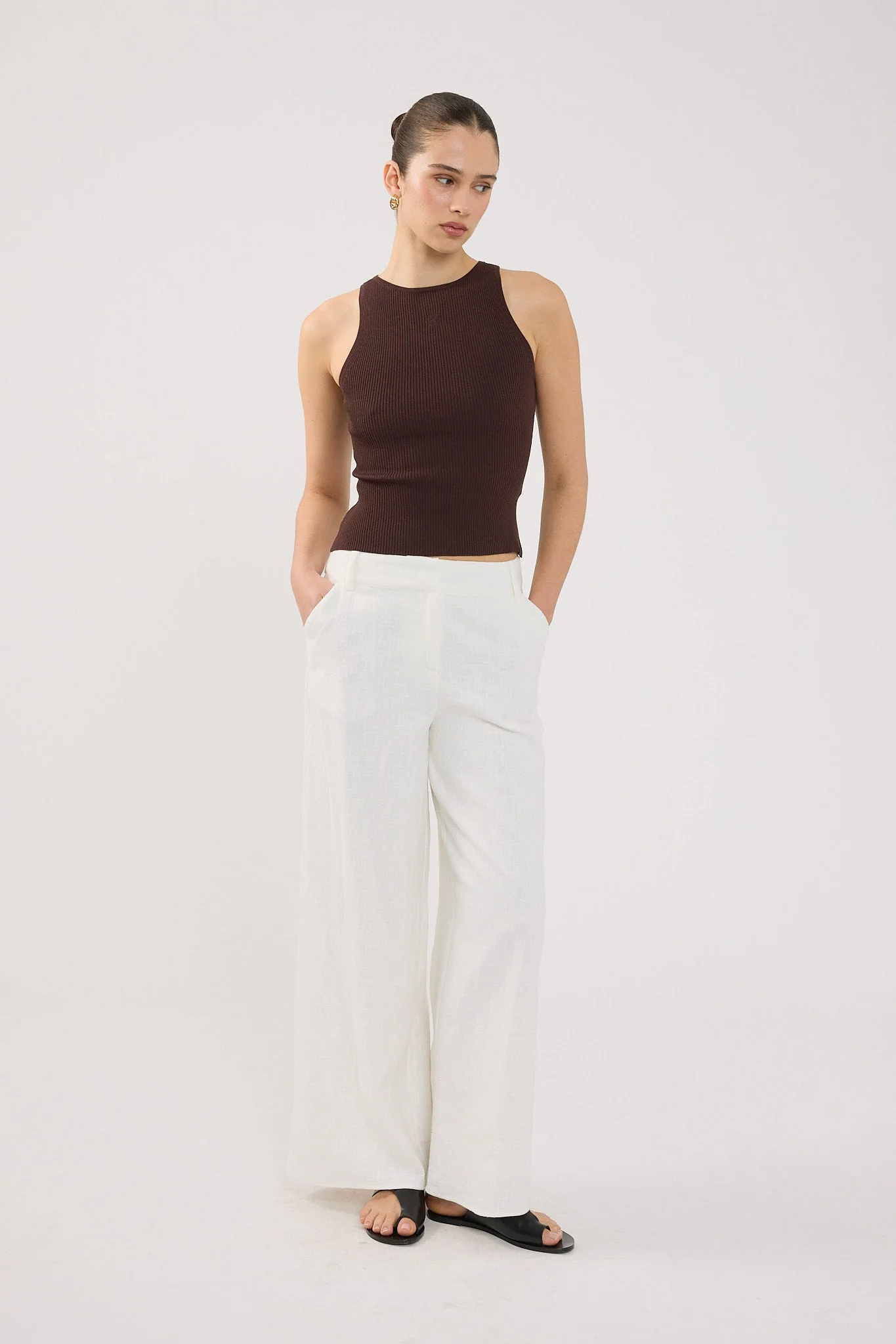 Low Rise Linen Pant White
