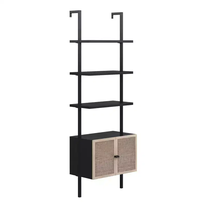 Nathan James 72.5" Set of 4 Theo Bookshelf with Doors Matte Black