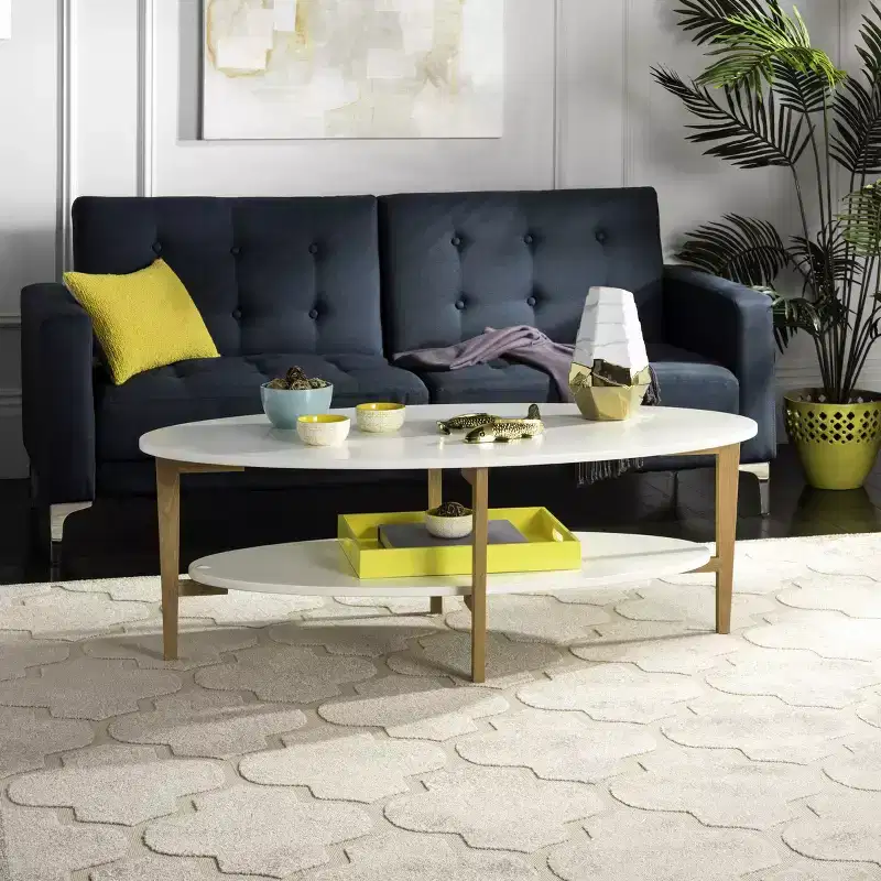 Woodruff Oval Coffee Table - White/Oak
