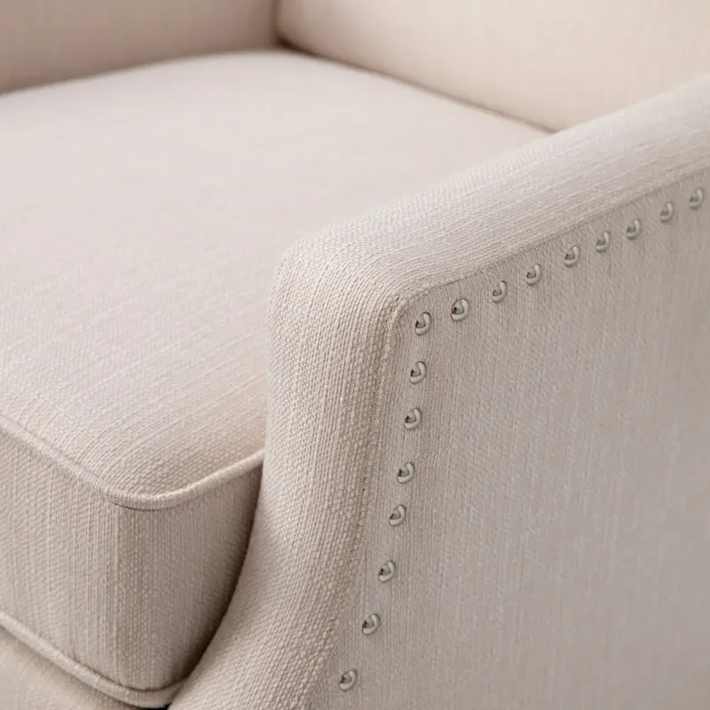 Push Back Wing Back Pocket Spring Recliner with Side Accent Nail Trim