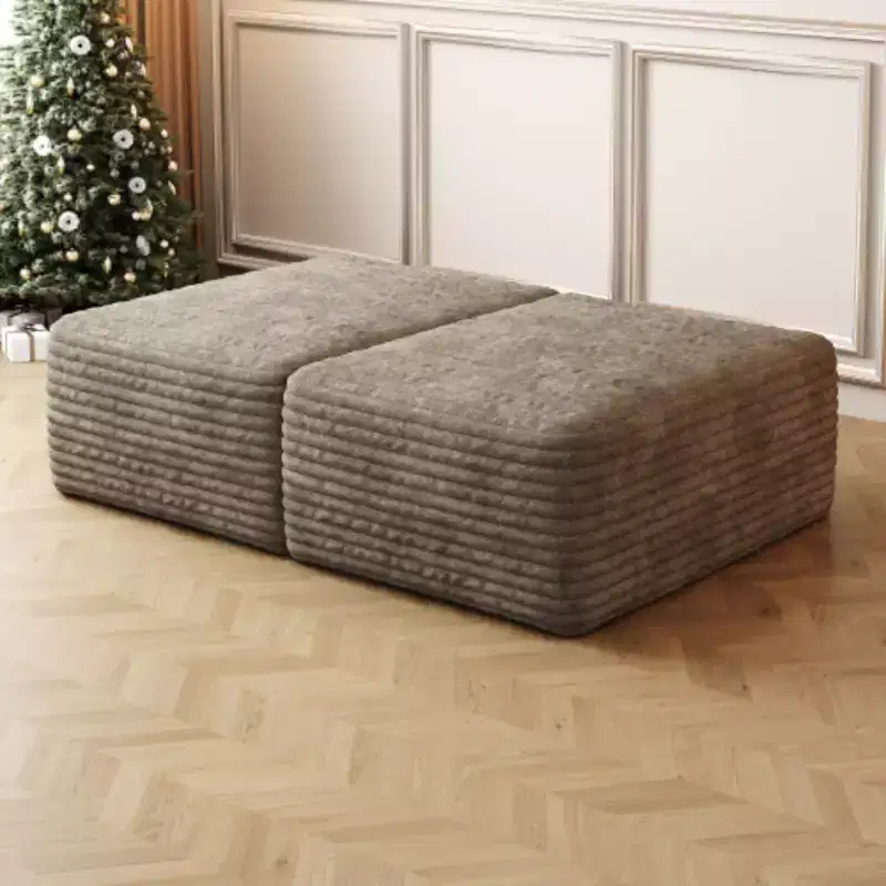 1 piece-37.40Sofa ottoman ,No Assembly Required,Camel(Plush Corduroy Fabric)