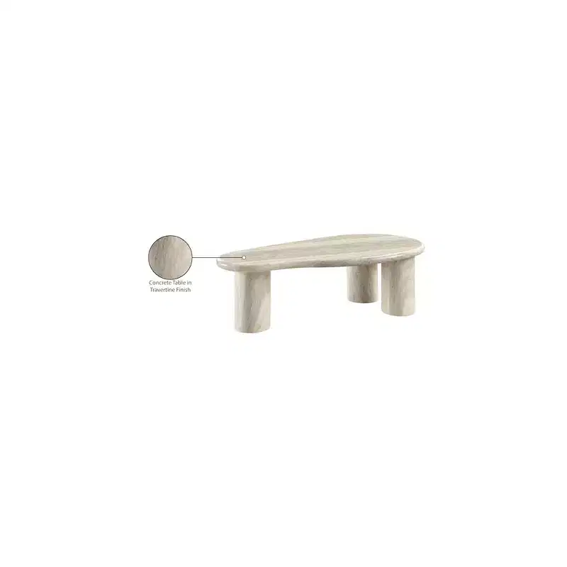 Meridian Furniture Sassari Travertine Travertine Finish Concrete Coffee Table