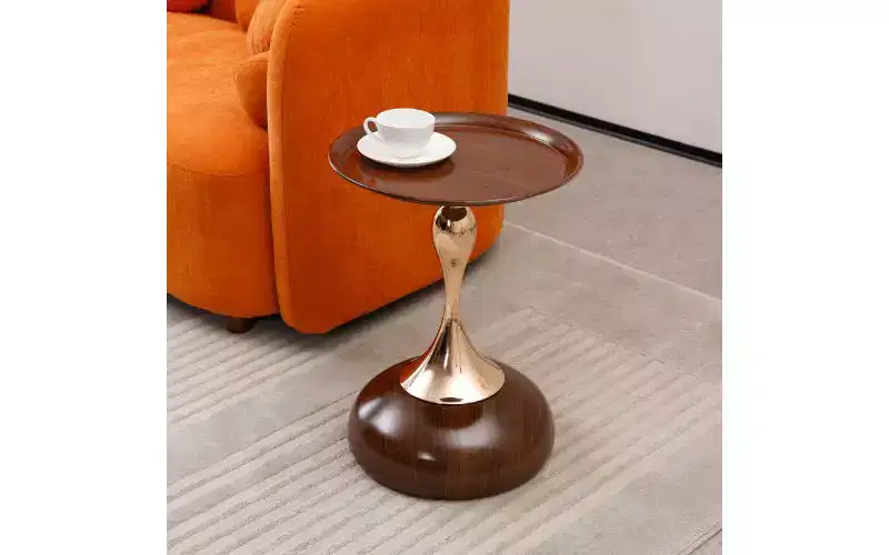 Mermaid Tail Pedestal Round Side Table, Anti-Rust Metal Tray Top Small Coffee Table, Versatile Accent Table, End Table for Living Room