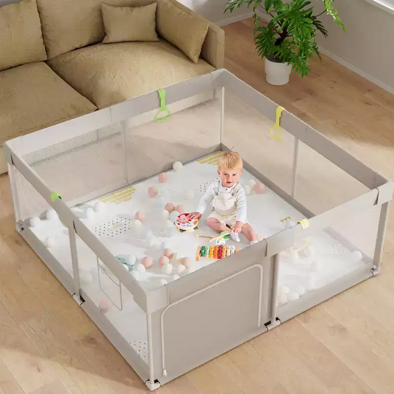 Baby Playpen with Mat, 59x59in Safety Play Yard for Babies & Toddlers, Indoor & Outdoor Activity Center, Toddler Fence