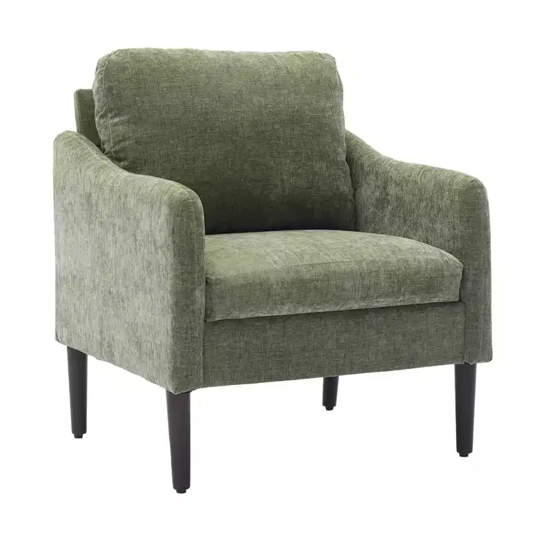 Modern Accent Chair,Upholstered Fabric Single Sofa Chair with Curved Arms,Upholstered Reading Chair for Living Room, Bedroom, Office