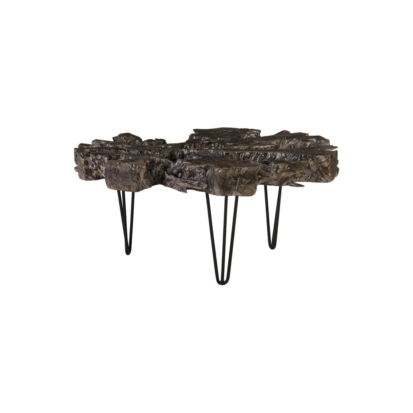 Teak Black Wash Ethically Sourced Iron Legs Flux Coffee Table