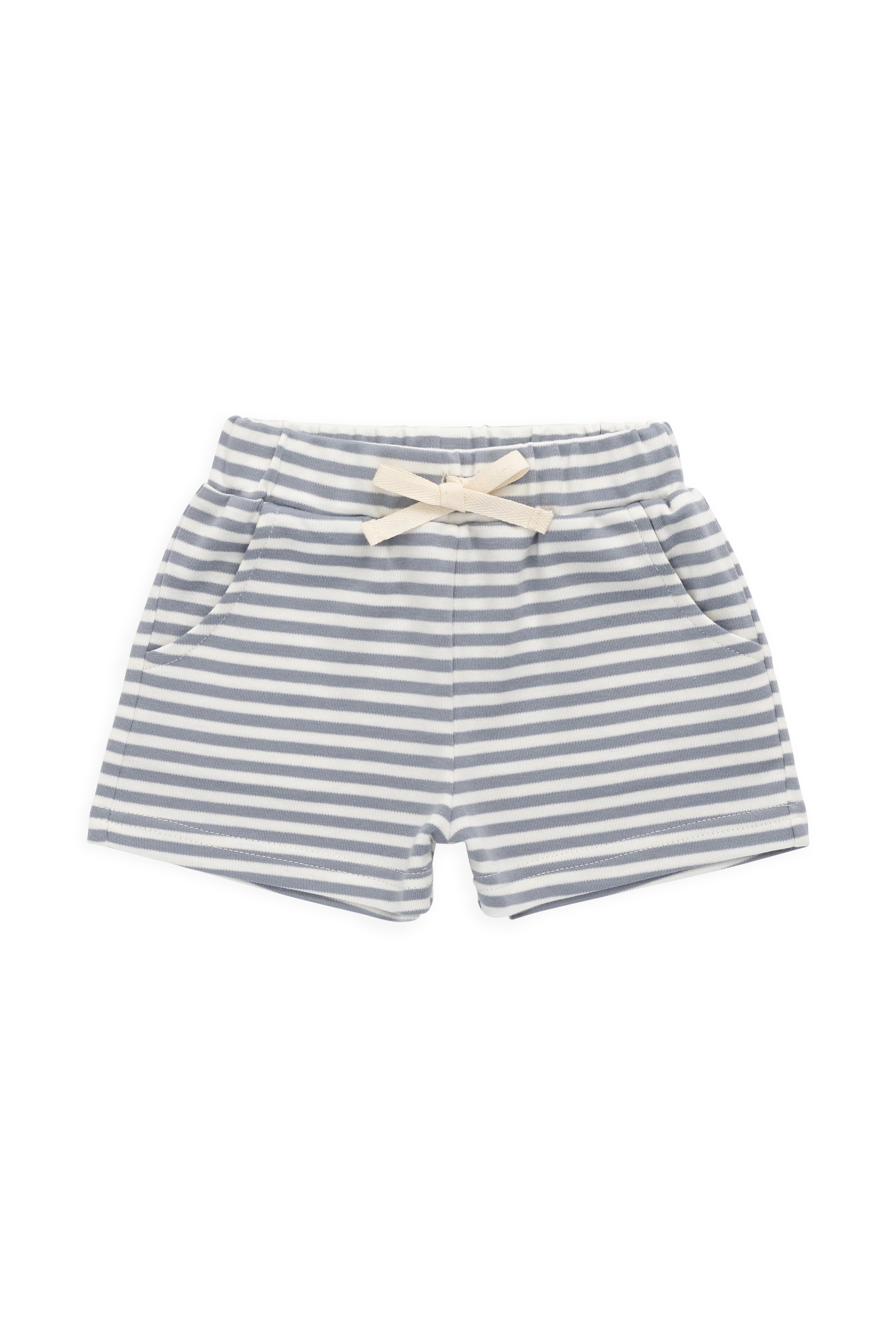 Narrow Stripe Pima Cotton Short with Drawstring Waist & Pockets for Kids 0M–8Y