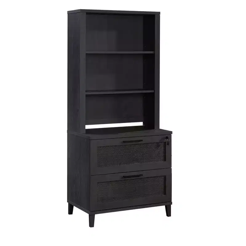 Library Hutch Top with 2 Adjustable Shelves – Raven Oak Finish