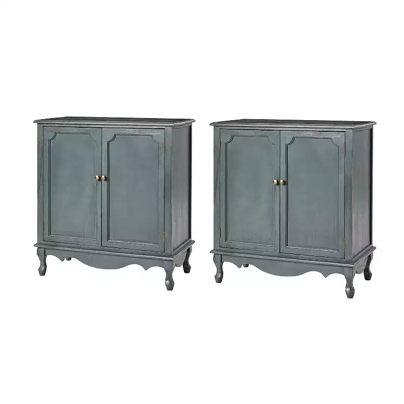 Hippe 34Tall-2 Door Farmhouse Style Accent Cabinet with Adjustable Legs Set of 2|Hulala Home