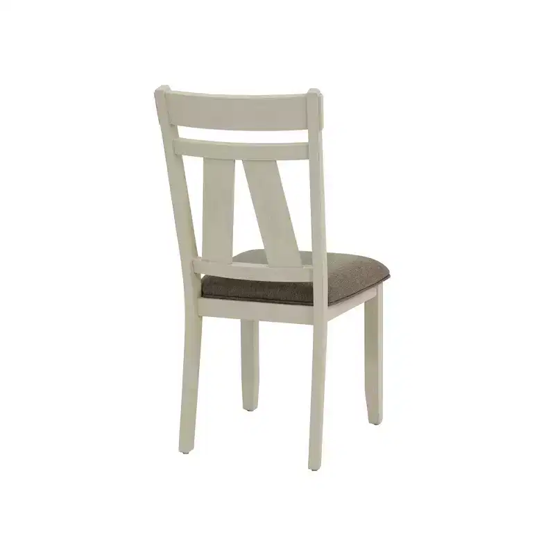 Fabric Dining Chairs with Slatted Backrest in Grey and White