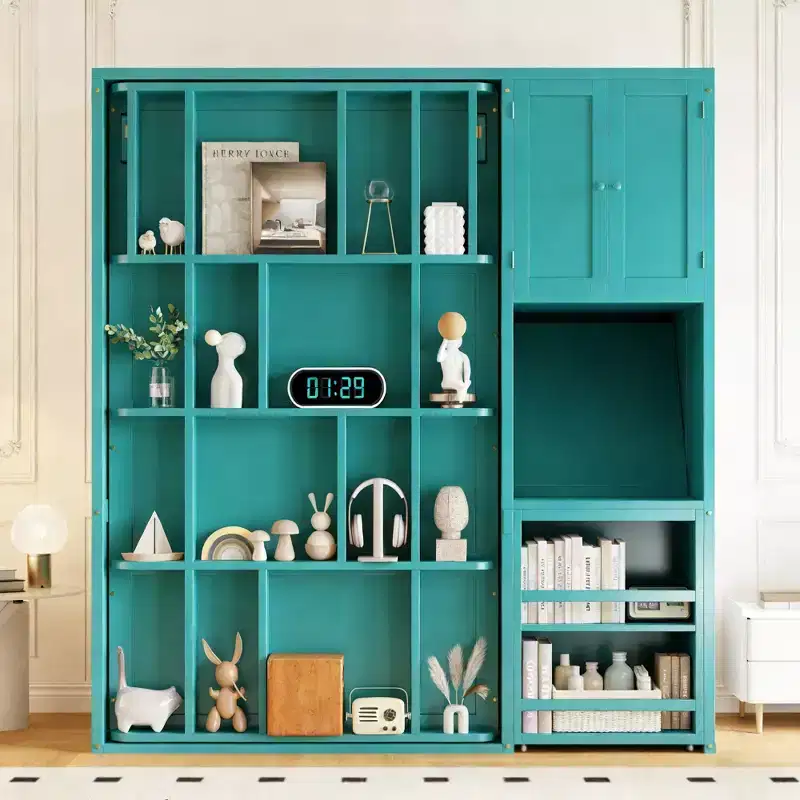 Luxystar Twin Size Murphy Bed With Desk, Storage Cabinte and Bookcase