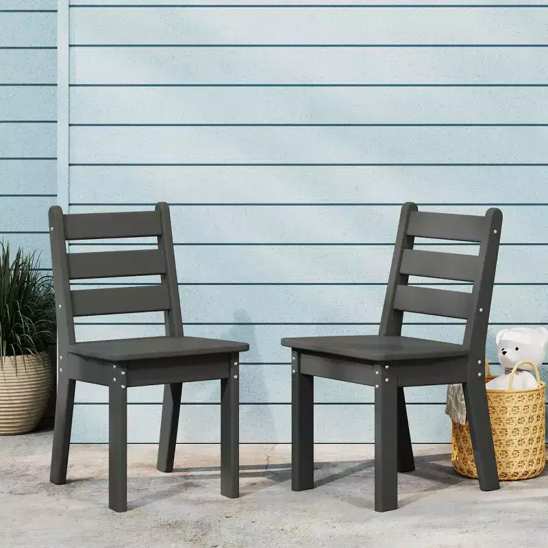 WestinTrends Treehouse Outdoor HDPE Kids Plastic Toddler Dining Chair (Set of Two)