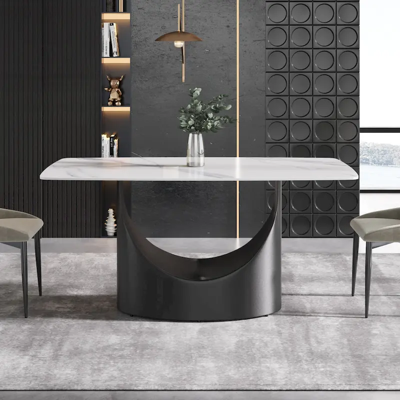 63 inch Modern White Rectangular Dining Table