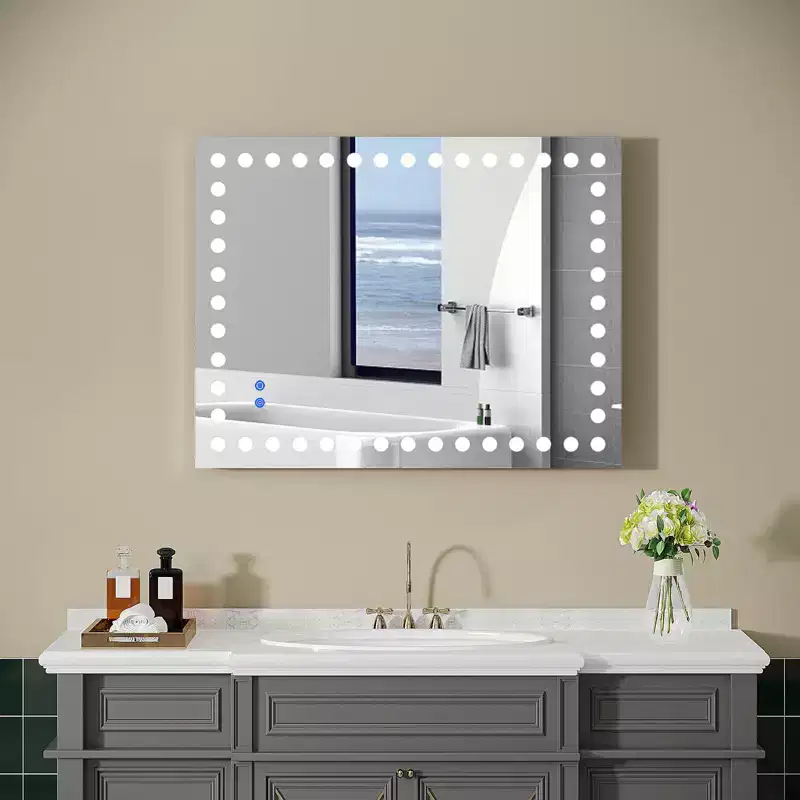 40x32 LED Bathroom Mirror - Anti-Fog with 3-Color Lights, Horizontal/Vertical Installation, Waterproof Vanity Mirror