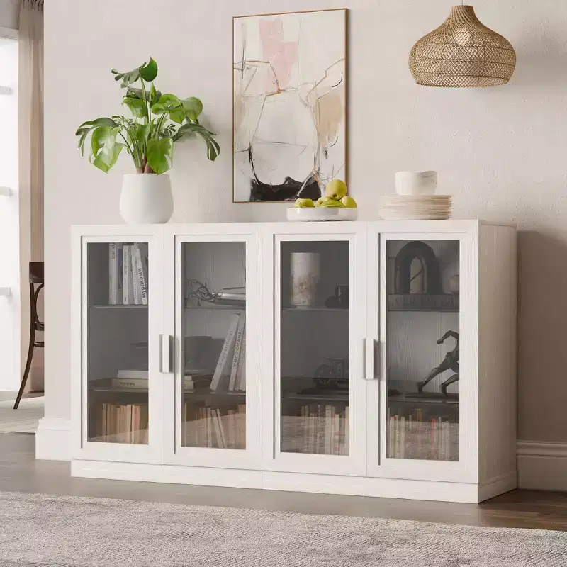 Dovelina Adjustable Hinges Cable Management! Black Sideboard Solves Storage Pain Points