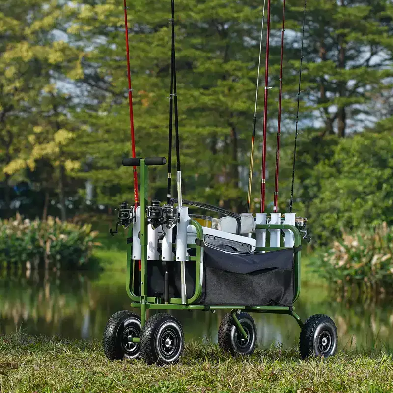 Beach Fishing Cart, 300 lbs Load Capacity, Foldable Fish and Marine Cart with Four 11 Big Wheels Rubber Balloon Tires