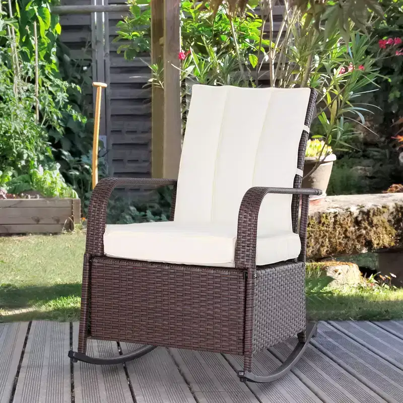 PE Rattan Rocking Recliner with Footrest