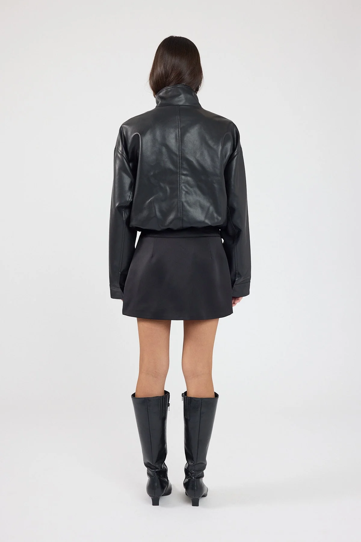Satin Mid Rise Mini Skirt Black