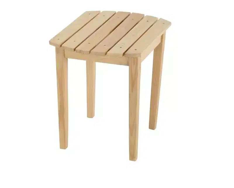Jiallo Zero Gravity Collection Natural Adirondack Rocking Chair with Built-in Footrest Set of 2 Rocking Chairs and 1 End Table