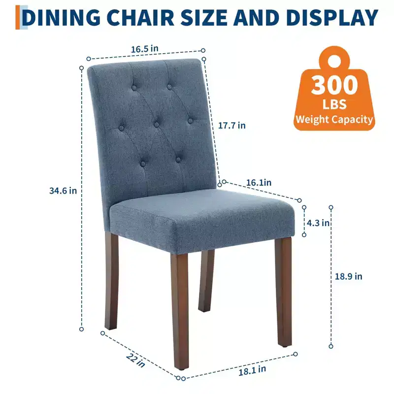 Sedie da Pranzo Imbottite Set da 2, Sedie Laterali da Cucina Moderne in Tessuto con Robuste Gambe in Legno, Design Parsons, Comodo Lino Morbido per Sala da Pranzo, Caffetteria