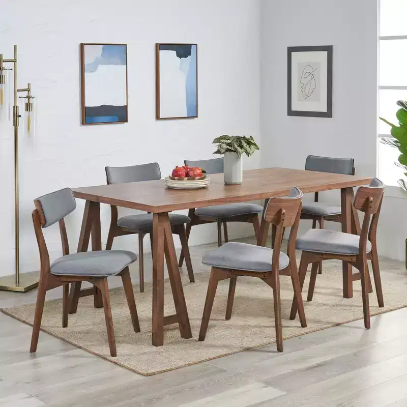 Christopher Knight Home Chazz Mid Century Modern Fabric Upholstered 7 Piece Dining Set