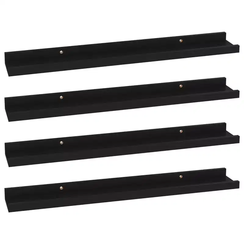 Wall Shelf Set of 4 Black MDF 23.6x3.5x1.2 in Wall mounting