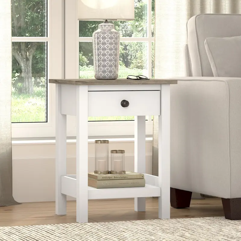 Bush Furniture Mayfield Farmhouse Living Room End Table.