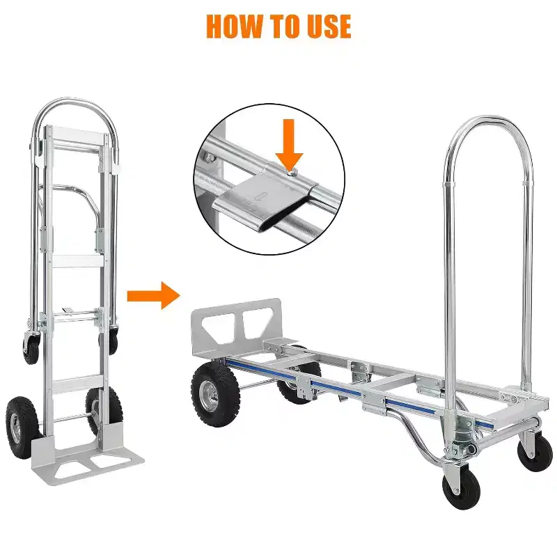COZONY 2-in-1 Folding Hand Truck & Dolly Cart with 800 Lbs Capacity | All-Terrain Rubber Wheeled Convertible Hand Truck Dolly for Warehouse & Home Use