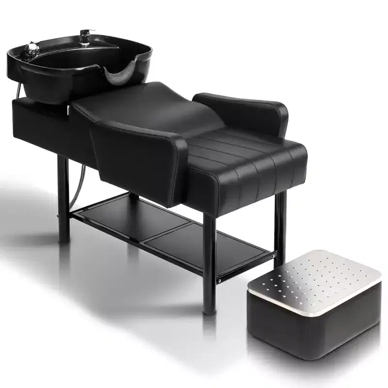 Shampoo Backwash Unit with ABS Plastic Bowl and Storage Shelf