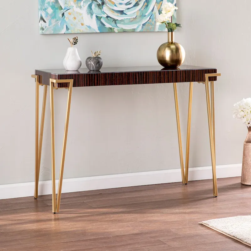 Berclair Contemporary Brown Glass Console Table