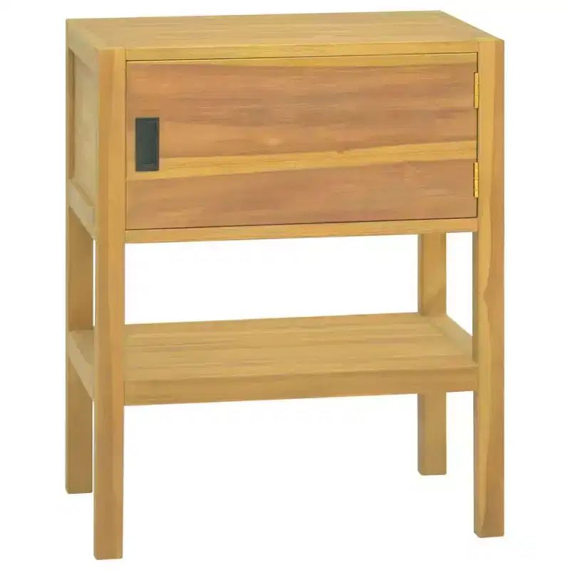 Teak Bathroom Cabinet with Door & Shelf, 1-Person, Natural Brown