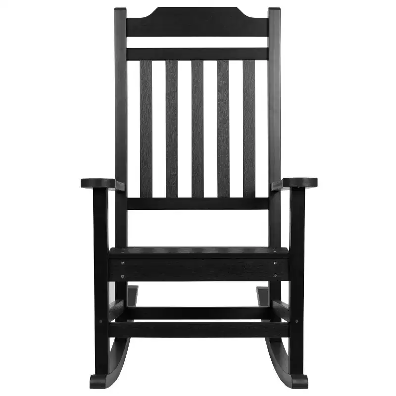 Emma and Oliver All-Weather Rocking Chair in Faux Wood - Patio and Backyard Furniture