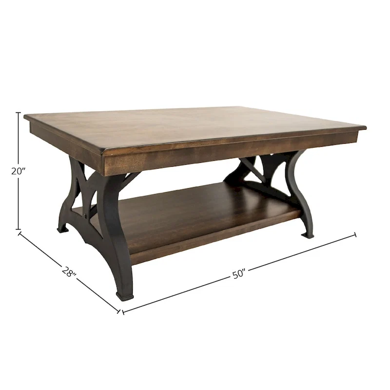 Wood and Metal Coffee Table with Copper Finish