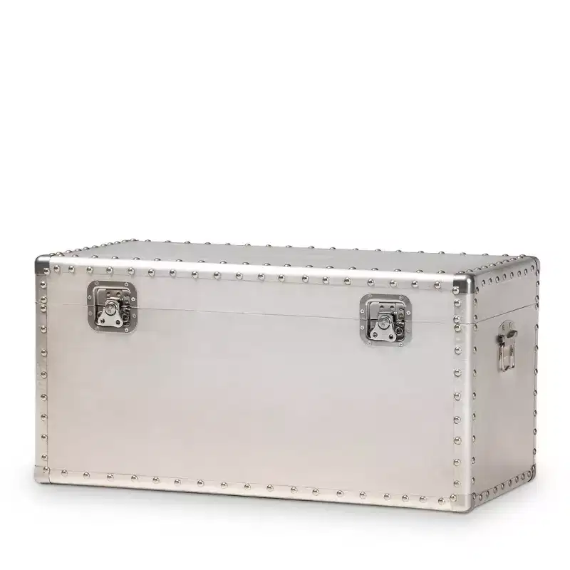 Silver Industrial Storage Trunk – Metal & Wood, Single User