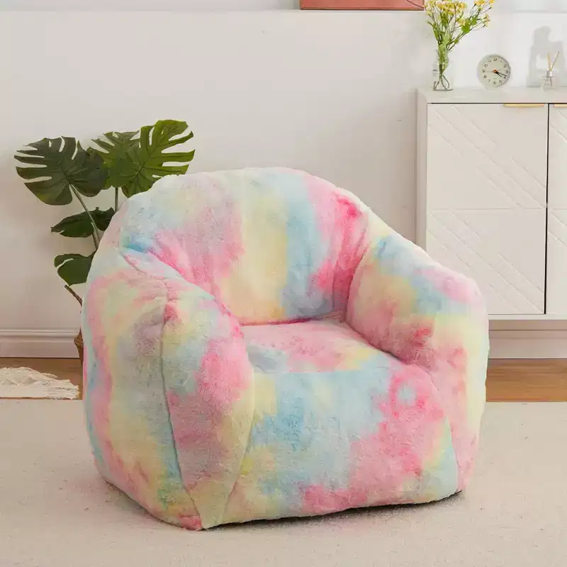 Bean Bag Chair, Faux Fur Foam Filled, Adult Lazy Sofa for Living Room, Dorm, Reading, Gaming - Pink