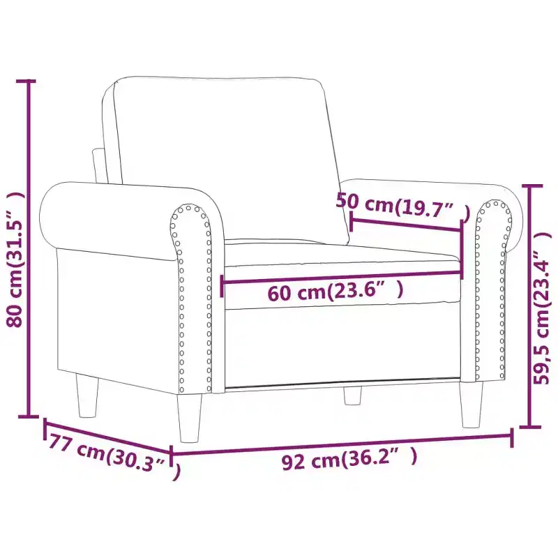 Sofa Chair Accent Upholstered Club Armchair for Living Room Velvet