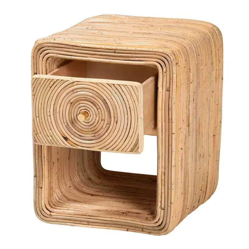 Natural Rattan 1-Drawer Nightstand
