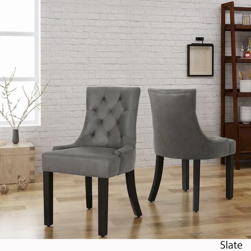 Hayden Traditional Microfiber Dining Chairs (Set of 2)